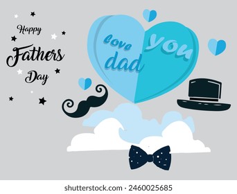 Happy Fathers Day greeting card ,design  with hand written lettering, fathers day 2024 