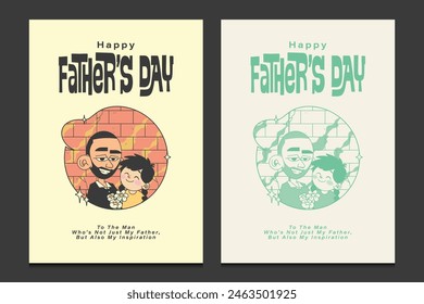 Happy Father's Day greeting card in retro cartoon style, Vector illustration