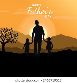 Happy father's day greeting card design vector  illustration, 