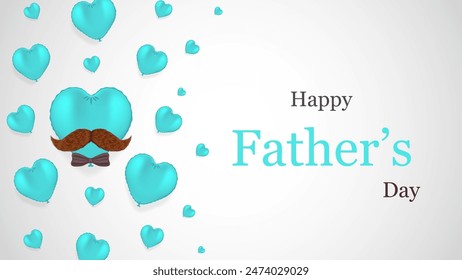 Happy Father's Day Greeting Card Design with Bow Tie and Mustache, vector illustration