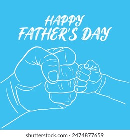 Tarjeta de felicitación del día del padre feliz con la corbata de lazo, el corazón y la tipografía de letras sobre fondo azul. Ilustración de la celebración del Vector para el mejor papá. Plantilla del día del padre para el Anuncio, tarjeta postal del volante