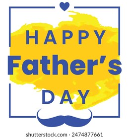 Tarjeta de felicitación del día del padre feliz con la corbata de lazo, el corazón y la tipografía de letras sobre fondo azul. Ilustración de la celebración del Vector para el mejor papá. Plantilla del día del padre para el Anuncio, tarjeta postal del volante