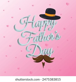 Tarjeta de felicitación del día del padre feliz con la corbata de lazo, el corazón y la tipografía de letras sobre fondo azul. Ilustración de la celebración del Vector para el mejor papá. Plantilla del día del padre para el Anuncio, tarjeta postal del volante