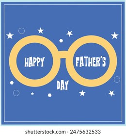 Happy Father's Day Greeting Card Design with Glass and Typography Lettering on Blue Background. Vector Celebration Illustration for the Best Dad day. Fathers Day Template for Banner, Flyer Poster card