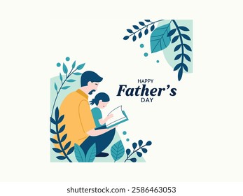 Happy Father's Day Greeting Card with Elegant Typography, Heartfelt Message, and Festive Decoration