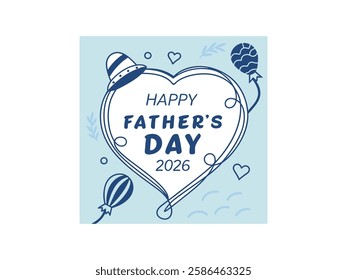 Happy Father's Day Greeting Card with Love Ornaments, Festive Typography, and Heart Decorations