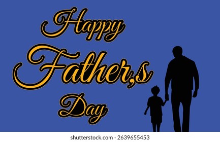 Happy Father's Day greeting card design with warm typography, father and child silhouette, elegant and emotional tone, suitable for a greeting card or social media post.
