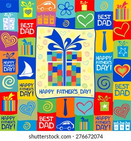 Happy Father's Day! Greeting card. Celebration background with gift boxes and place for your text. vector illustration