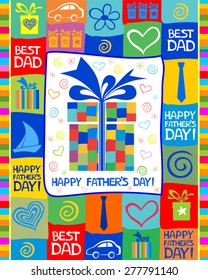 Happy Father's Day! Greeting card. Celebration background with gift boxes and place for your text. vector illustration