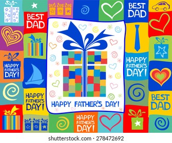 Happy Father's Day! Greeting card. Celebration background with gift boxes and place for your text. vector illustration