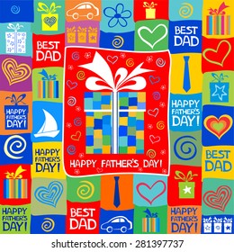 Happy Father's Day! Greeting card. Celebration background with gift boxes and place for your text. vector illustration