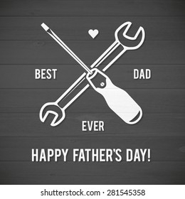 Happy Father's Day Greeting Card Happy Fathers Day Tools Card Vintage Retro Type Font