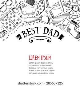 Happy fathers day greeting card with space for text. Vector illustration.