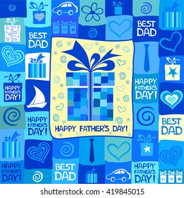 Happy Father's Day! Greeting card. Celebration background with gift boxes and place for your text. vector illustration