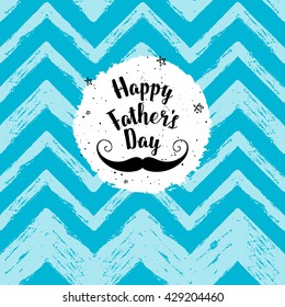 Happy Father's Day greeting card. Vector background with mustache, stars, hand lettering. Fathers day calligraphic poster.