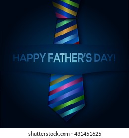 Happy Father's Day greeting card with colored striped tie. Vector illustration