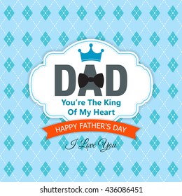 Happy Father's Day Greeting Card / I Love My DAD ( bow tie crown design )