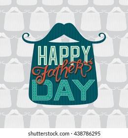 Happy Father's Day greeting card. Lettering design on a beard background. Vector Illustration.