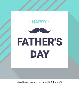 Happy father's day greeting card - Dark blue text with mustache on blue and gray background. Can be used for prints, banners, advertising, promotion, special offer and more. Vector illustration