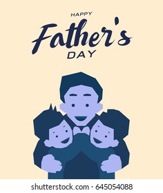 Happy father's day greeting card, Blue tone design art