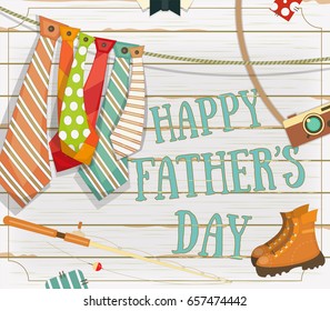 Happy Father's Day Greeting Card. Vector Illustration.