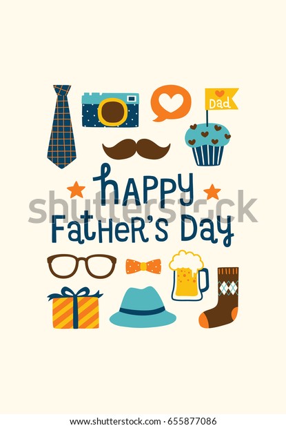 Happy Fathers Day Greeting Card Postcard Stock Vector Royalty Free