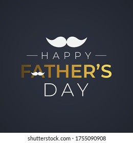 Happy Father's Day greeting cards in white and gold text. Black background. Vector illustration