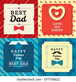 Happy father's day greeting cards set with pattern. Stylish vector modern illustration and design element