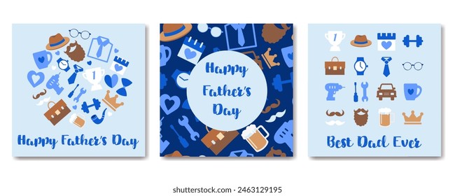 Happy Father's Day greeting cards set. Best dad ever.