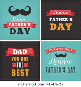 Happy fathers day greeting cards set