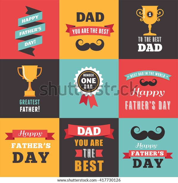 Happy Fathers Day Greeting Cards Set Stock Vector Royalty Free