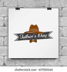 Happy Father's Day greeting. Detailed elements. Old retro vintage. Typographic labels, stickers, logos and badges. Flat vector illustration