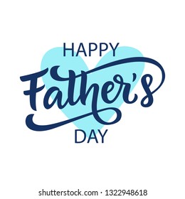 Happy Fathers Day greeting with hand written lettering. Cute typography design template for poster, banner, gift card, t shirt print, label, badge. Retro vintage style. Vector illustration