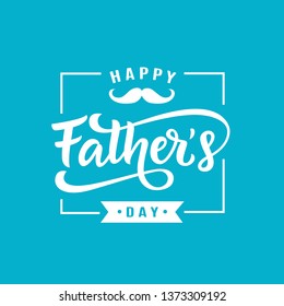 Happy Fathers Day greeting with hand written lettering. Cute typography design template for poster, banner, gift card, t shirt print, label, badge. Retro vintage style. Vector illustration