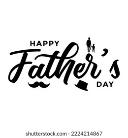 Happy Fathers Day Greeting with Hand Written Lettering Poster Design | Happy Fathers Day Custom Text Banner Design | Happy Fathers Day Typography Banner. Father's Day Sale Promotion Calligraphy Poster