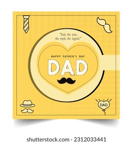Happy Fathers Day greeting with hand written lettering. Happy Father's Day greeting card, banner, poster or flyer design with flying origami hearts