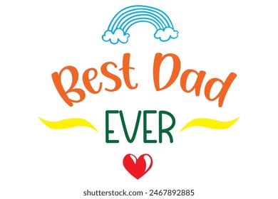 Happy Fathers Day greeting. Hand drawn lettering for greeting card. Vector illustration on white background