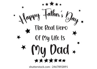 Happy Fathers Day greeting. Hand drawn lettering for greeting card. Vector illustration on white background