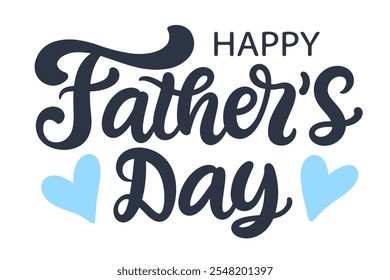 Happy Fathers Day greeting with hand written lettering. Cute typography design template for poster, banner, gift card, t shirt print, label, badge. Retro vintage style. Vector illustration