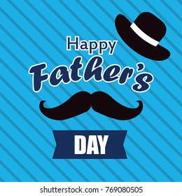 Happy fathers day greeting with hat, neckties, bow tie and glasses.. vector illustration 