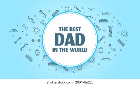 Happy Father's Day Greeting  Heart Doodle Icons Background. Vector Design Banner Party Invitation Web Poster Flyer Stylish Brochure, Greeting Card Template