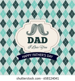 Happy Fathers Day greeting with mustache design