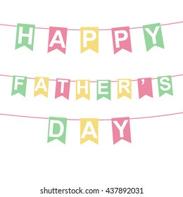 Happy Fathers Day greeting. Photo frames hanging on a rope with clothespins vector


