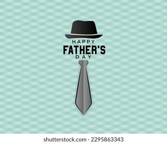 Happy Fathers Day greeting. Vector background with doodle hat, neckties, bow tie and glasses.