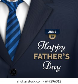 Happy Fathers Day greeting. Vector background with  necktie,costume Good vector illustration