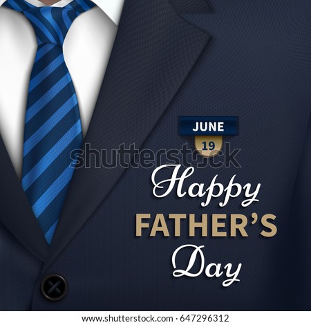 Happy Fathers Day greeting. Vector background with  necktie,costume Good vector illustration