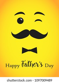 Happy father`s day greetings. Happy Fathers Day calligraphy isolated congrats standard a4 215 x 280 size. Bow tie elements yellow background