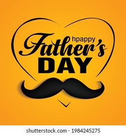 happy fathers day greetings card. hand lettering with yellow background. vector illustration design