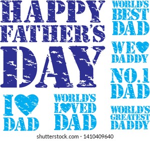 Happy fathers day grunge stamp set, vector illustration