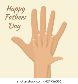 Happy Fathers day. Hand child's in hand the father. Vector illustration flat design. Symbol of parental love, isolated. Best dad postcard, banner. Father's Day 19 June.